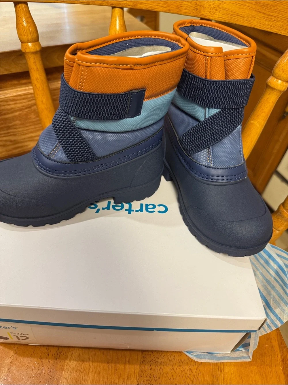 Carter's NWB Toddler Navy Multi SNOW BOOTS Winter Boots - Size 12